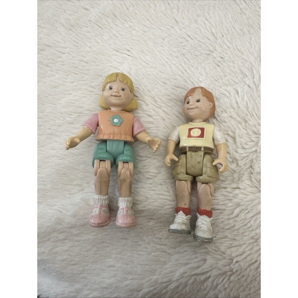 Vintage Fisher Price Loving Family Dollhouse Brother Sister Girl Boy Set 1999